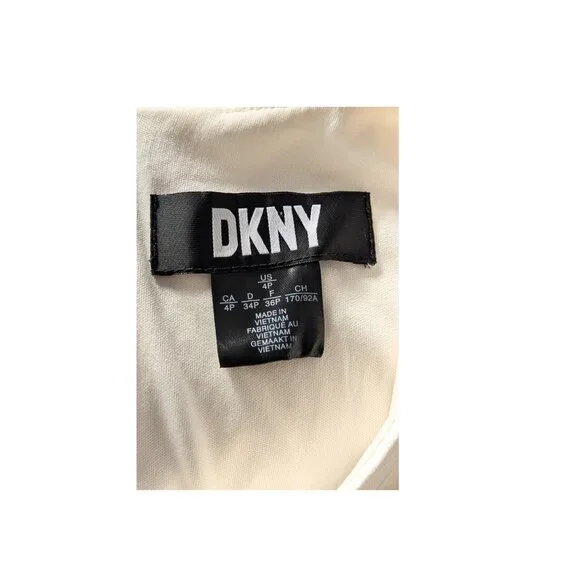 DKNY Petite Blush Sleeveless Ruffle Cocktail Dress 4P Wedding Guest - Picture 8 of 10